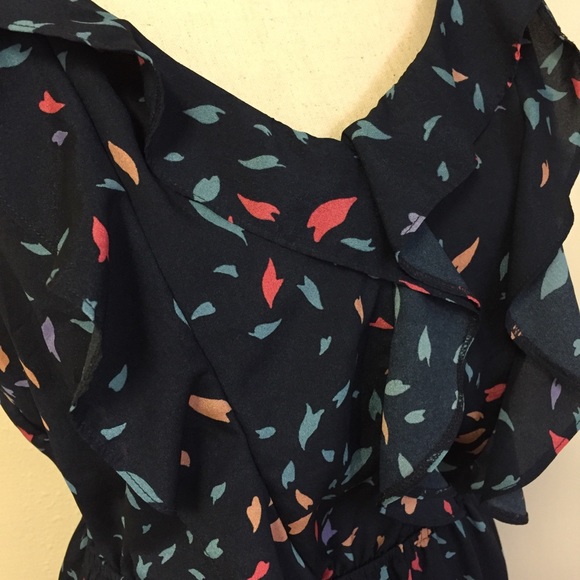 Sleeveless Navy Print Dress - Picture 2 of 7